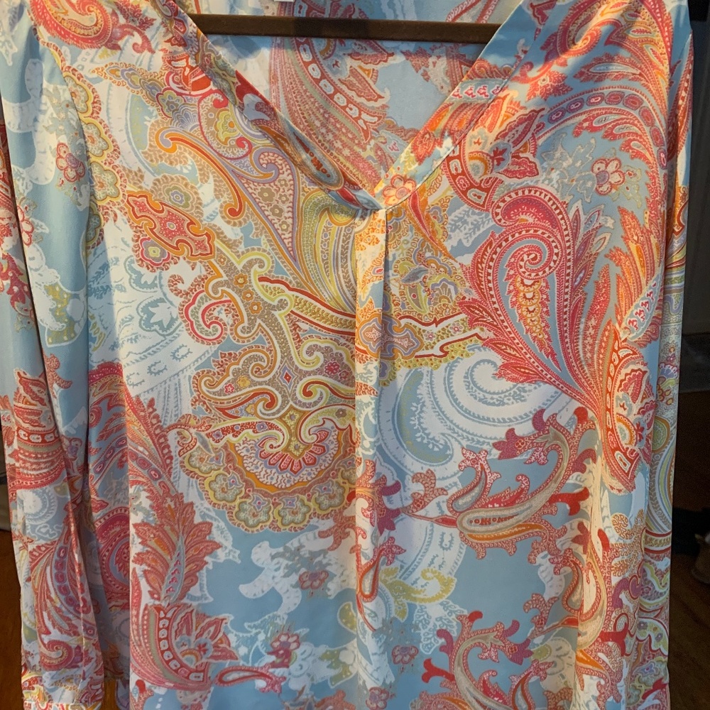 Rose Olive Orange & Jade color Lg tunic top